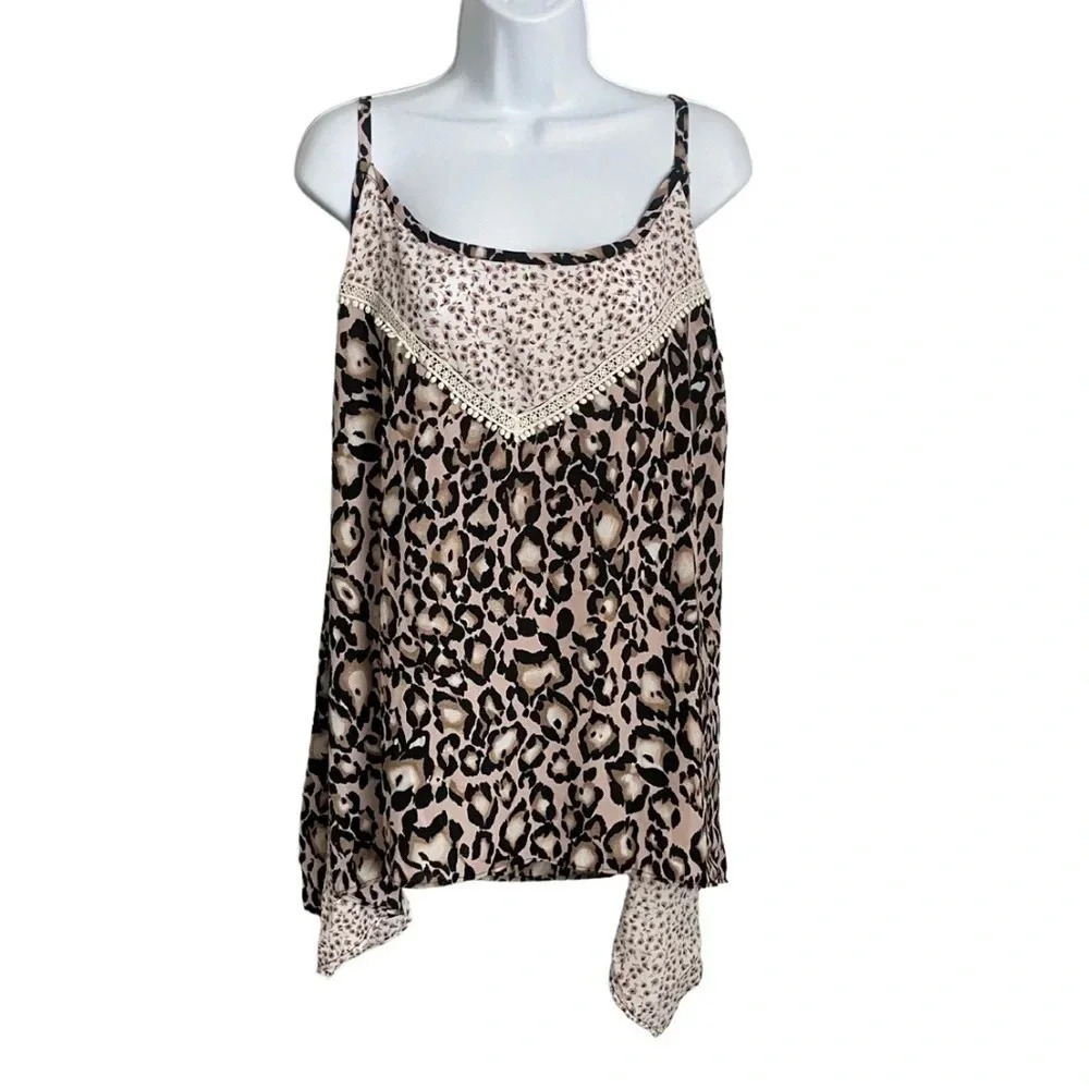 NWT Stoosh Plus Size Leopard Print Tank Top - 2X - Spaghetti Strap - Adjustable